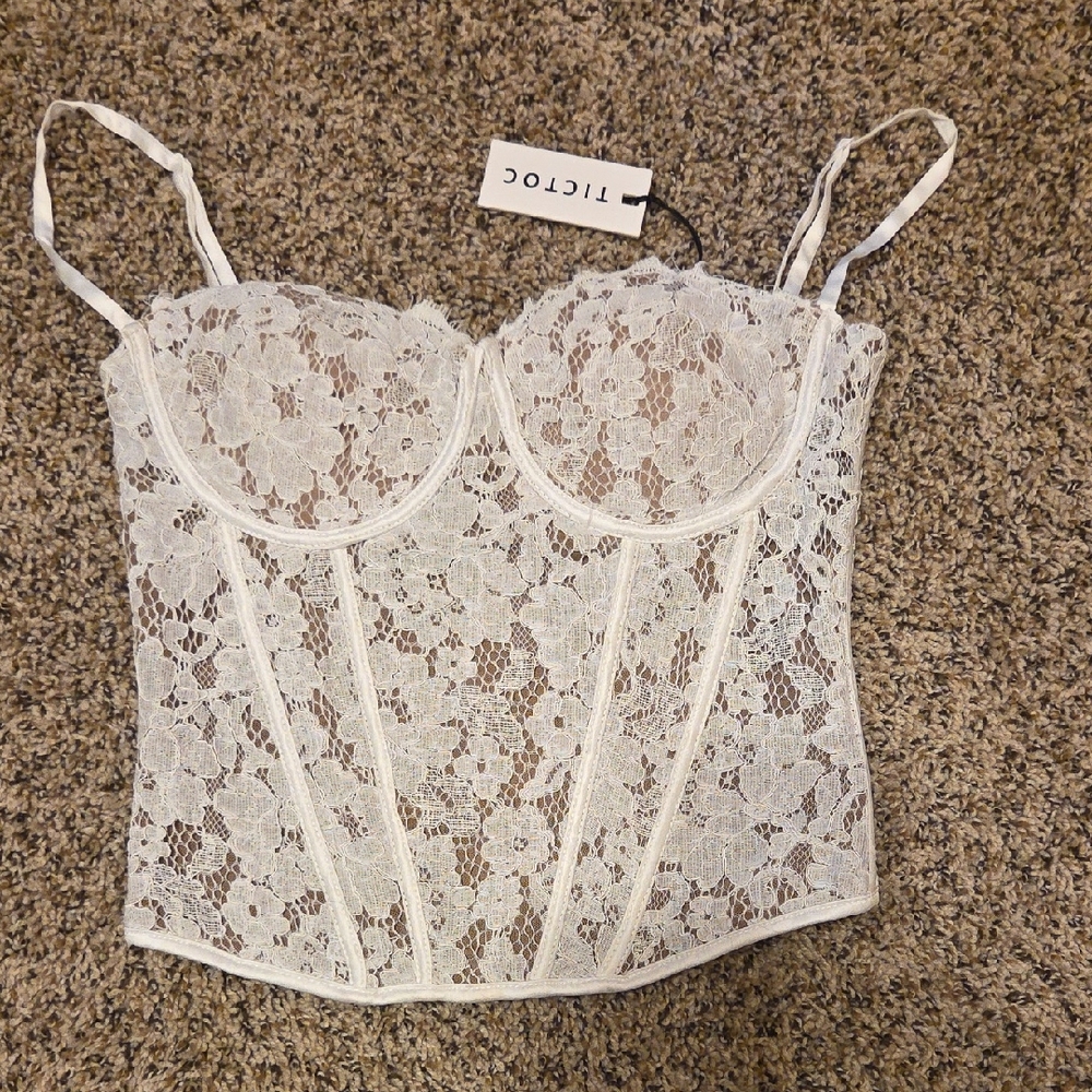 Tictoc Women's White Lace Bustier